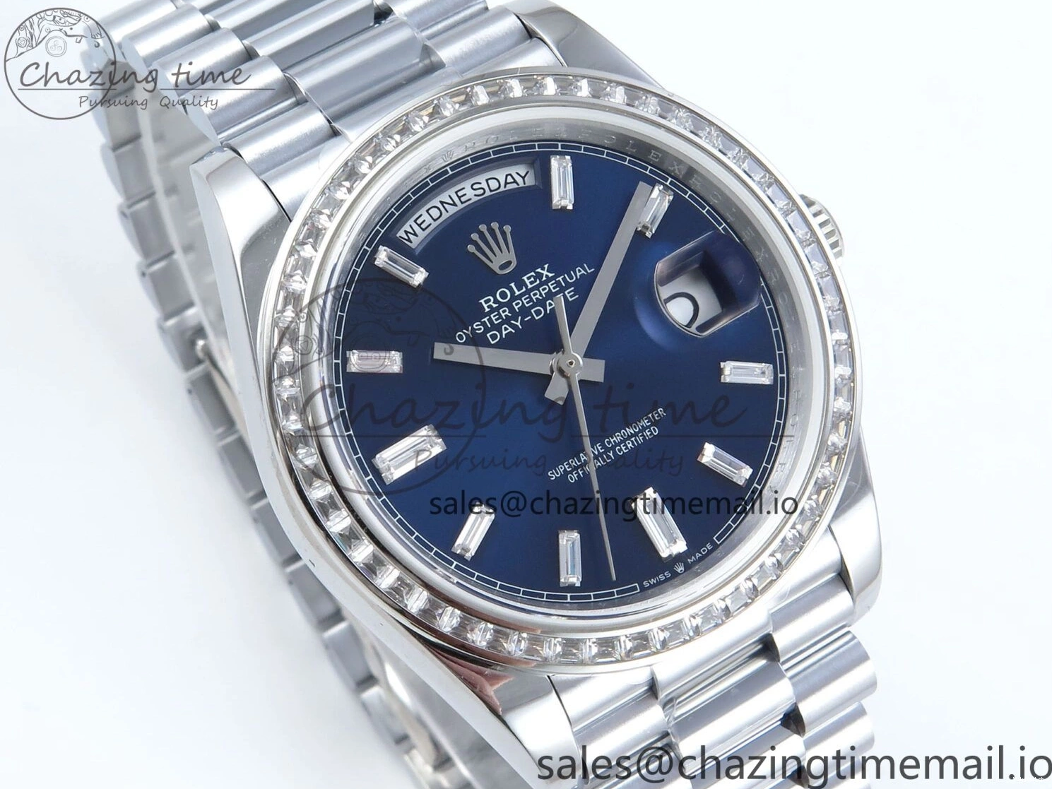 40 Blue Bezel Best 1:1 (Gain Weight) Diamonds Edition SS A2836 Crystal V5 DayDate Dial President Bracelet QF on 0310